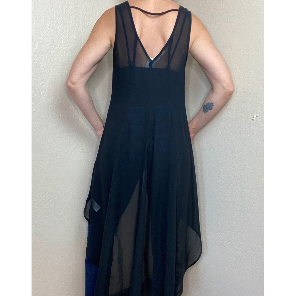 NWT Maurices Black Velvet Geometric Sheer High-Lo Tank Tank - Picture 5 of 6